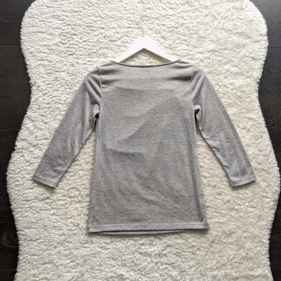 LOFT 3/4 Sleeve Grey Shimmer Top - Picture 2 of 4